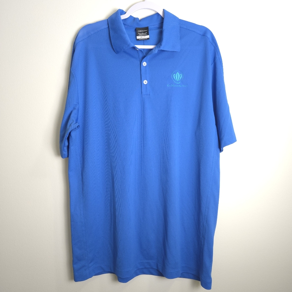 NIKE Polyester Blue Dri-Fit Golf Polo Shirts XL
